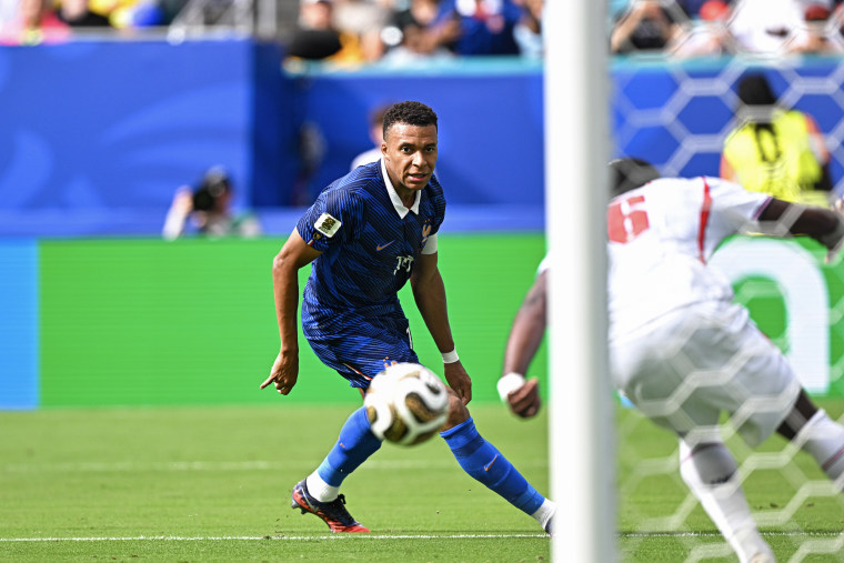 On-field action during a world cup match.