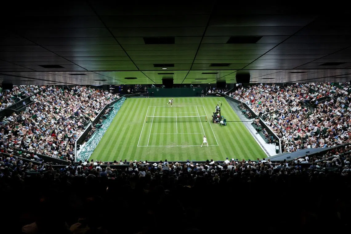 Tennis - Wimbledon - All England Lawn Tennis and Croquet Club, London, Britain - June 30, 2026 General view inside the stadium of the first round match between Serena Williams of the U.S. and Australia's Maya Joint REUTERS/Toby Melville