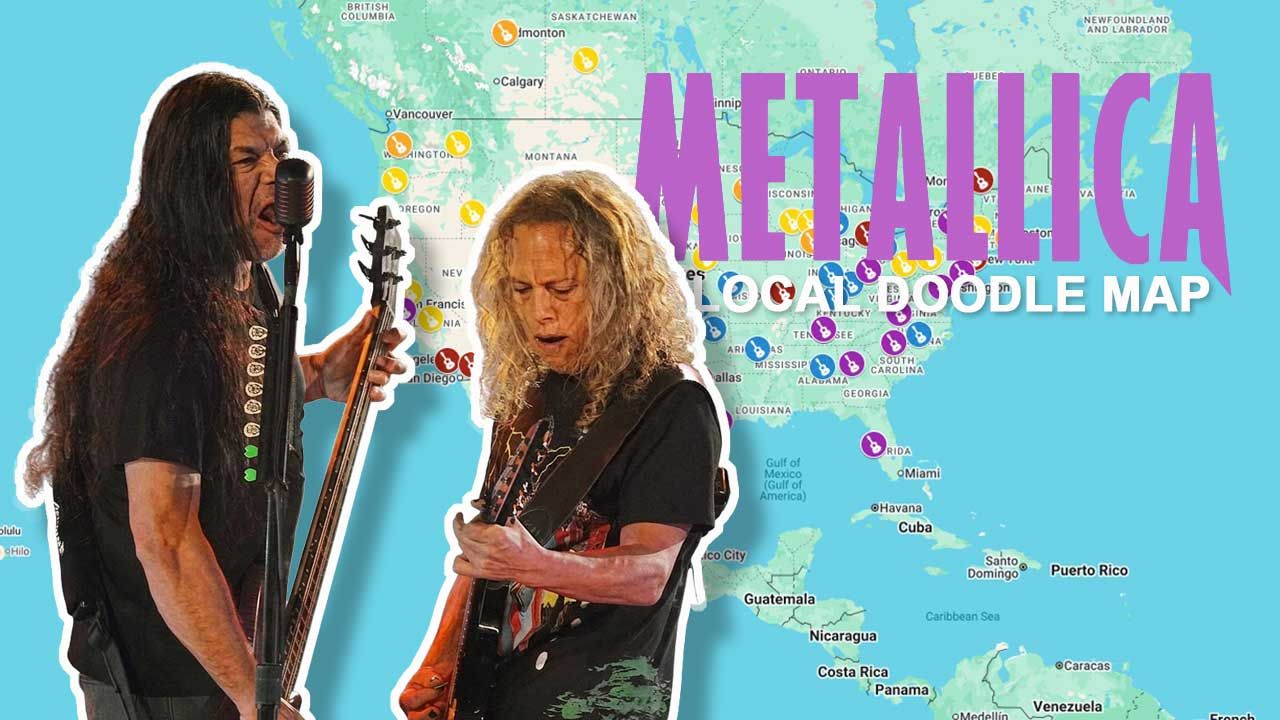 Rob Trujillo and Kirk Hammett onstage