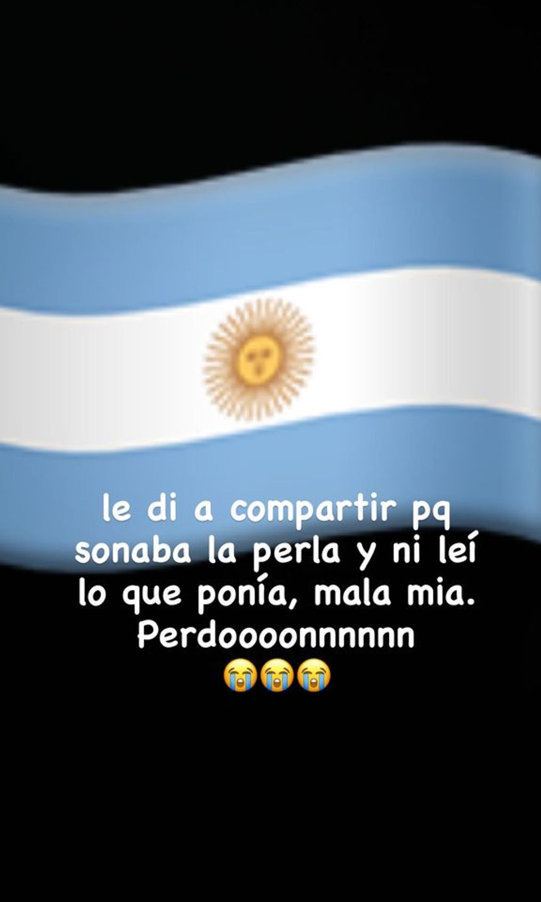 he singer paired her apology with an image of the Argentine flag.