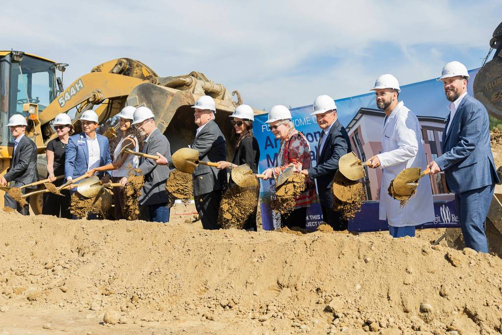 Skagit Regional Health breaks ground at the site for a new medical plaza on Tuesday, July 7, 2026 in Arlington, Washington. (Olivia Vanni / The Herald)