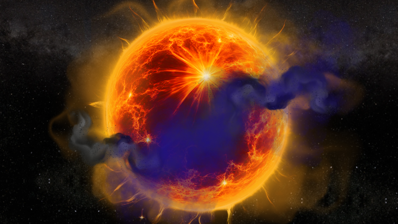 An illustration shows a cloud of dark matter slipping past a distant star