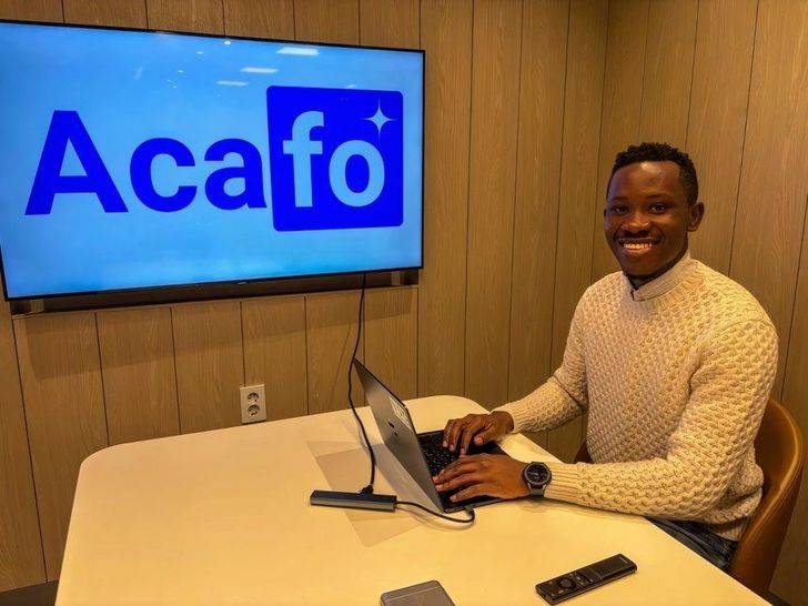 Acafo founder Casimir Agossou works at his office, December 2025. Courtesy of Acafo