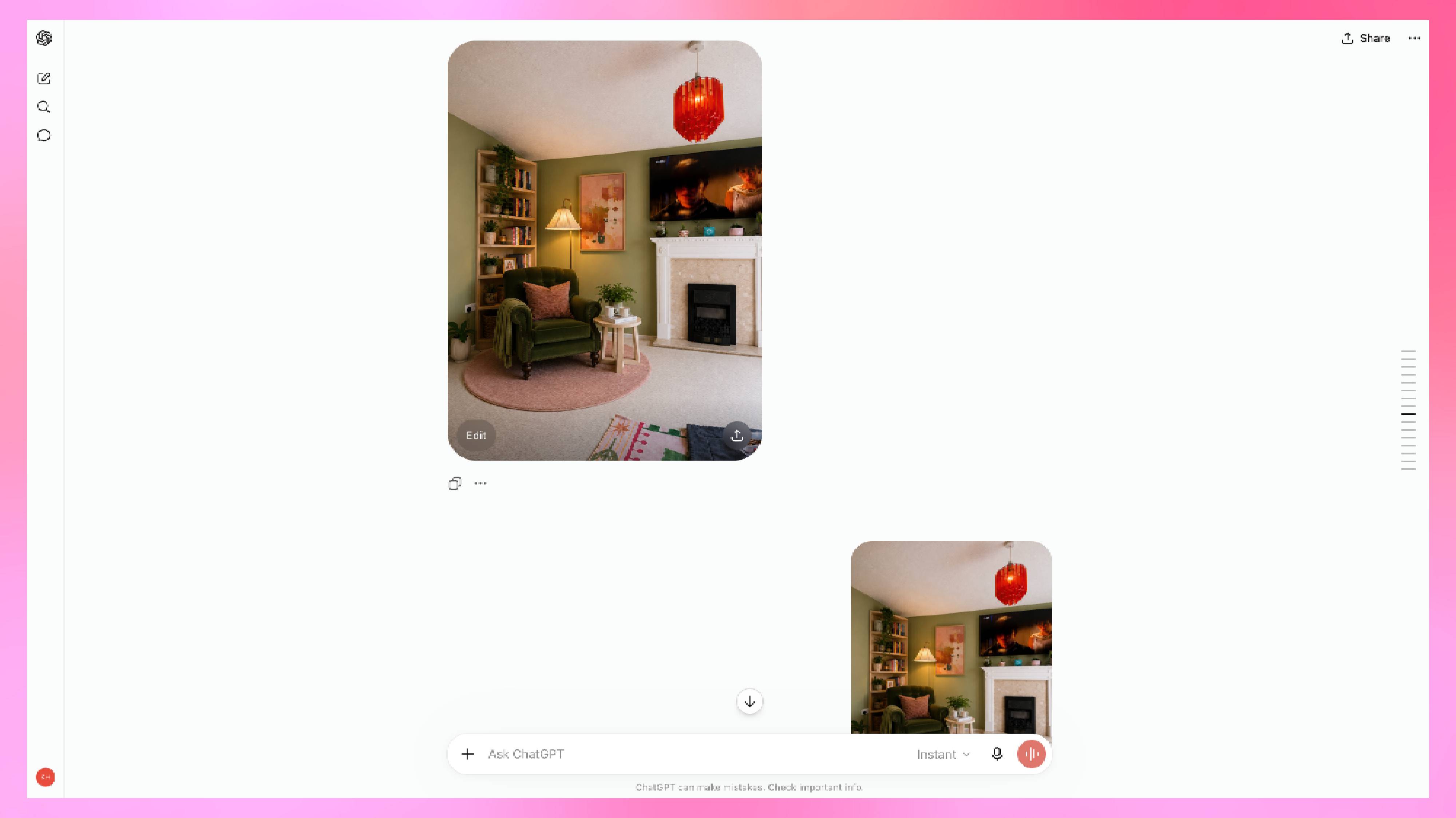 ChatGPT interior design output