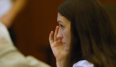 Defendant Lindsay Clancy listens during her murder trial at Plymouth Superior Court in Plymouth.