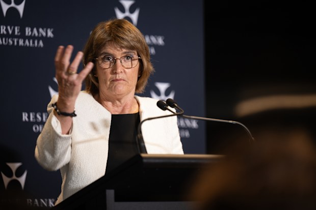 Reserve Bank Governor Michele Bullock during a press conference at the Reserve Bank.