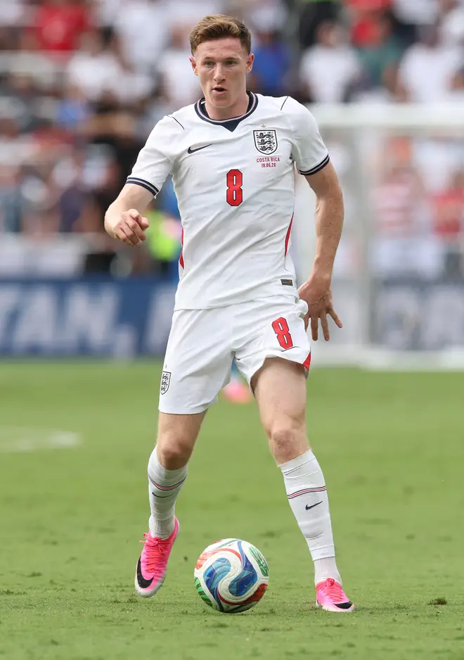 Elliot Anderson pictured playing at the 2026 World Cup.