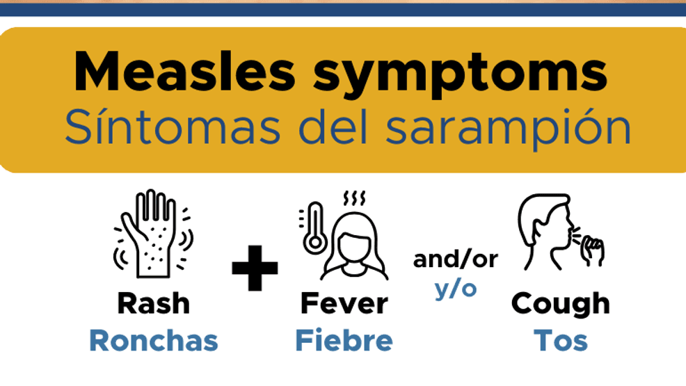A graphic from the Oregon Health Authority shows the symptoms of Measles.