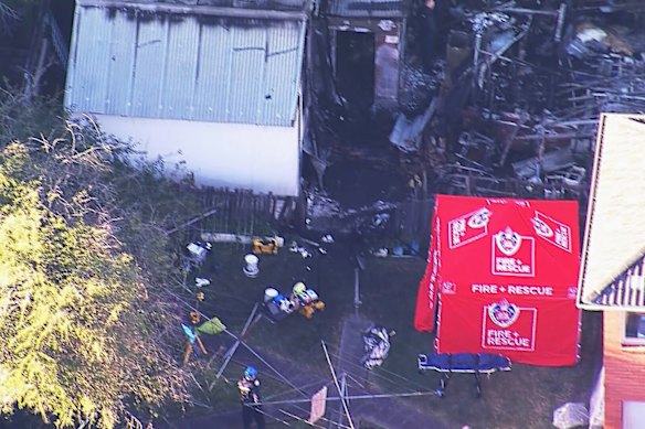The property was decimated by the fire, which erupted only metres from a neighbouring apartment building.