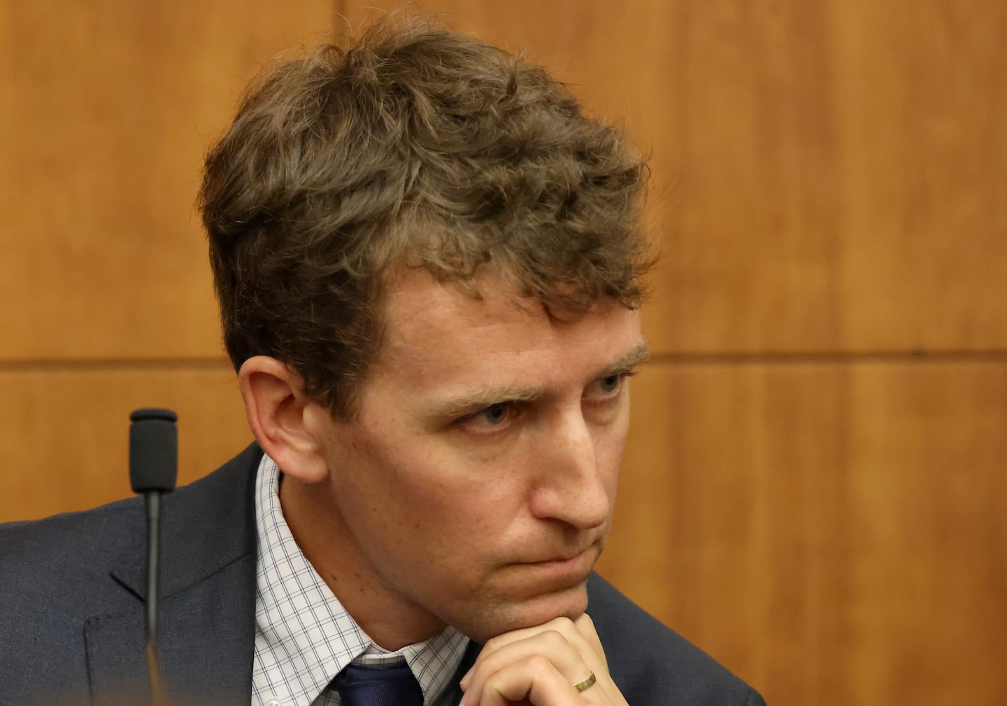 Lindsay Clancy's ex-husband, Patrick Clancy, on the witness stand in Plymouth Superior Court on Wednesday.