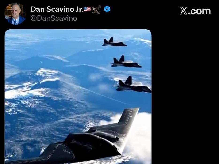 The post by Dan Scavino דן סקאבינו מצייץ תיעוד של מפציץ B-2
