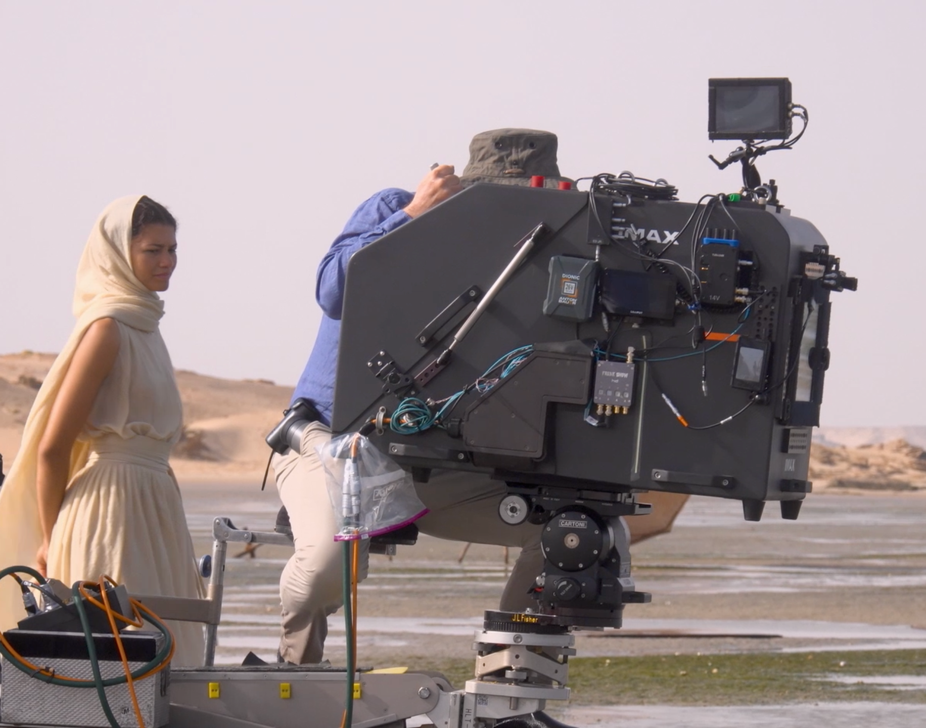'The Odyssey' cast member Zendaya watches on as the historic IMAX camera catches the action