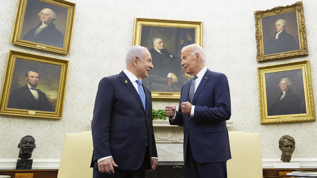 Biden and Netanyahu (Photo: Susan Walsh, AP) ג'ו ביידן ובנימין נתניהו, יולי 2024