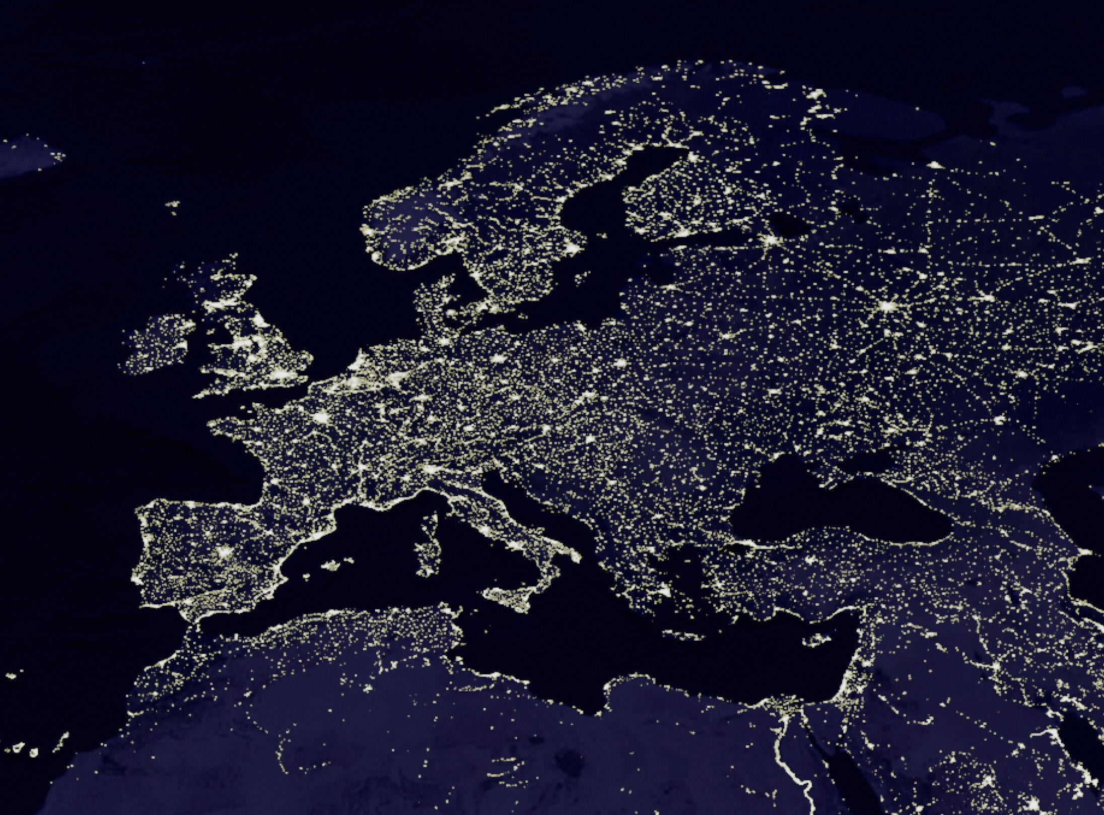 Undated picture from Nasa shows a view of Europe at night
