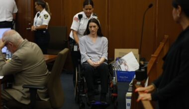 Defendant Lindsay Clancy awaited the start of proceedings during her murder trial at the Plymouth Superior Court on Thursday.