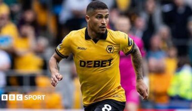 Joao Gomes in action for Wolves during the 2025-26 season