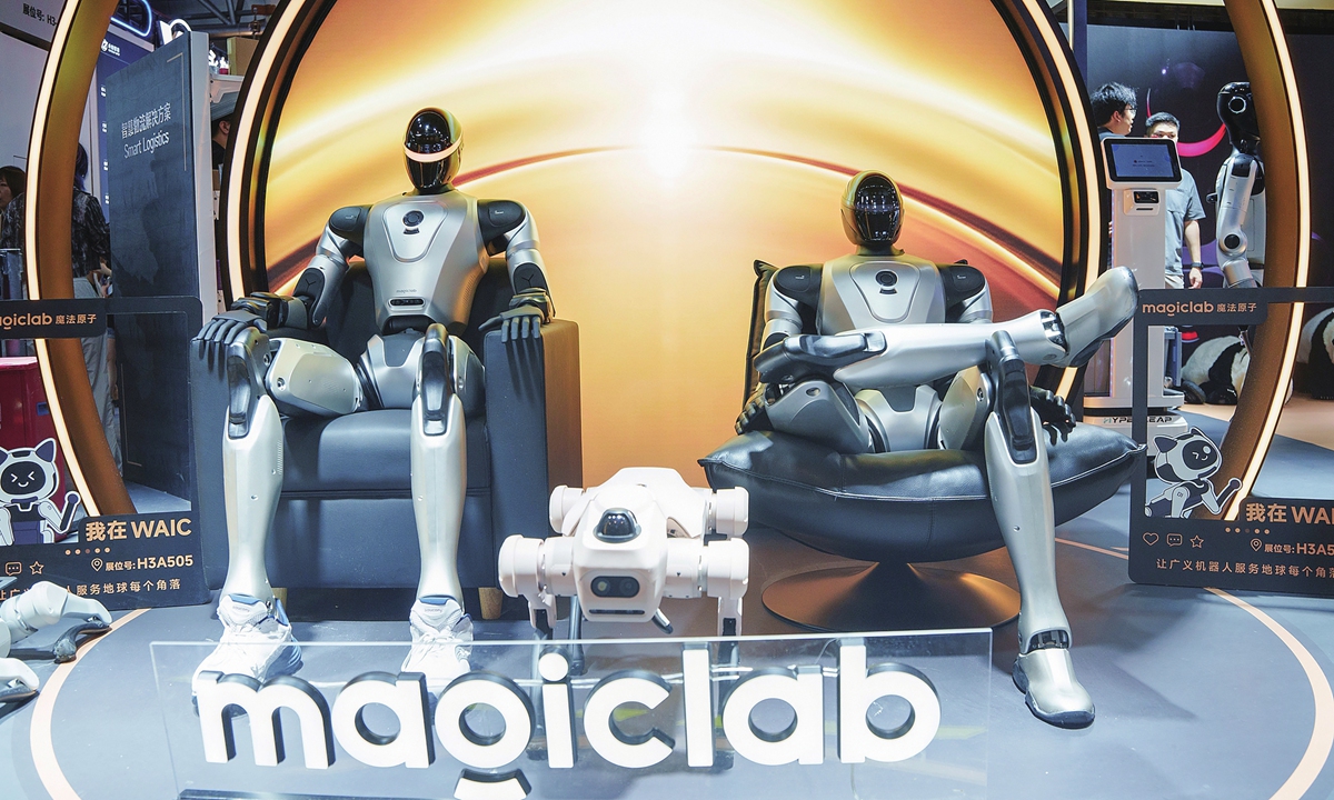 Humanoid robots are displayed at the 2026 World Artificial Intelligence Conference in Shanghai on July 18, 2026. Photo: VCG