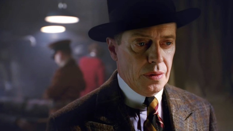 Nucky Thompson deep in thought, close up