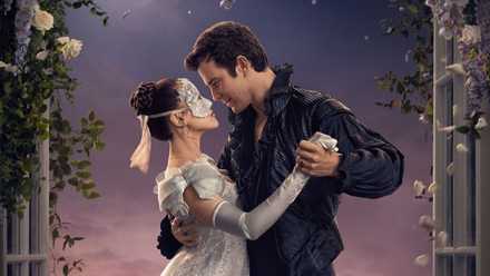 Sophie Baek (Yerin Ha) and Benedict Bridgerton (Luke Thompson) in the 'Bridgerton' Season 4 poster.