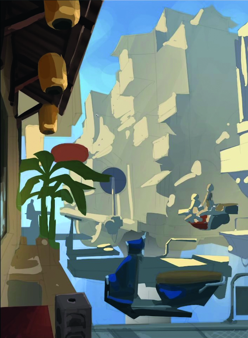 Digital sci-fi art based on an everyday real-world scene