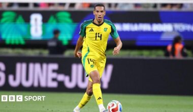 Isaac Hayden of Jamaica runs with the ball during the Fifa World Cup 2026 Qualifying Play-off tournament match between New Caledonia and Jamaica