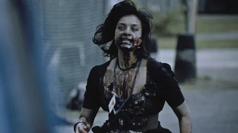 A female zombie walking the streets on 