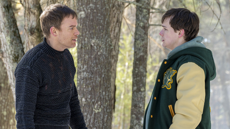 Michael C. Hall as Dexter and Jack Alcott as Harrison in Dexter: New Blood