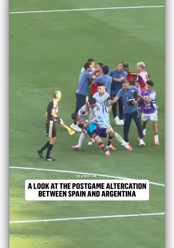 Things got heated between Spain and Argentina after the final whistle of the FIFA World Cup Final (via X/MickyJnr__) - FOX Sports