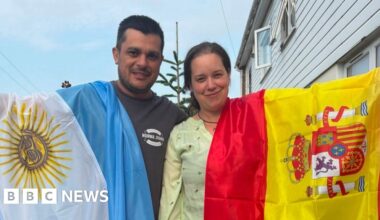 Three nations, one sofa as family split for World Cup Final - BBC