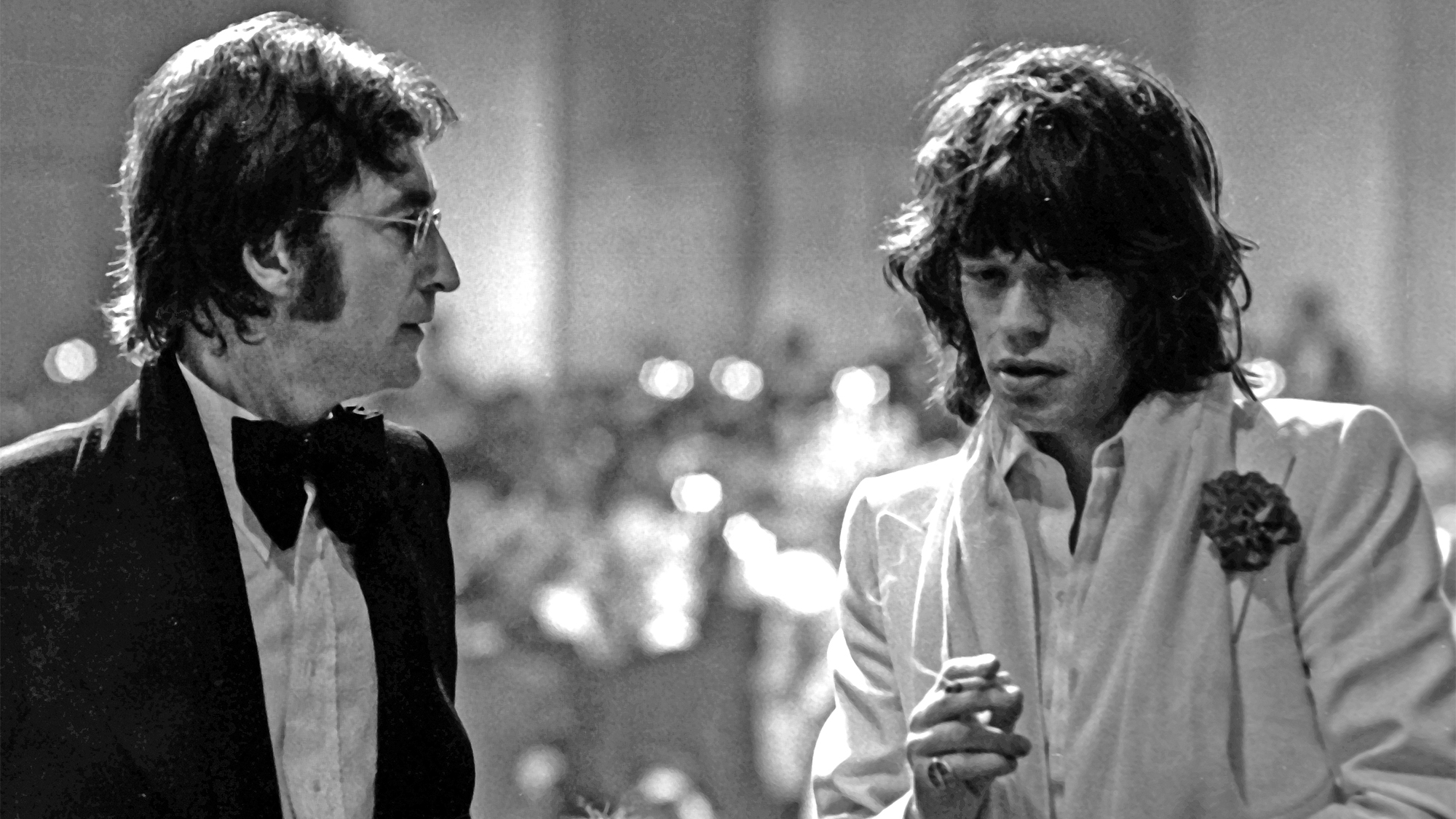 Mick Jagger and John Lennon attend Second Annual American Film Institute Lifetime Achievement Awards Honoring James Cagney on March 13, 1974