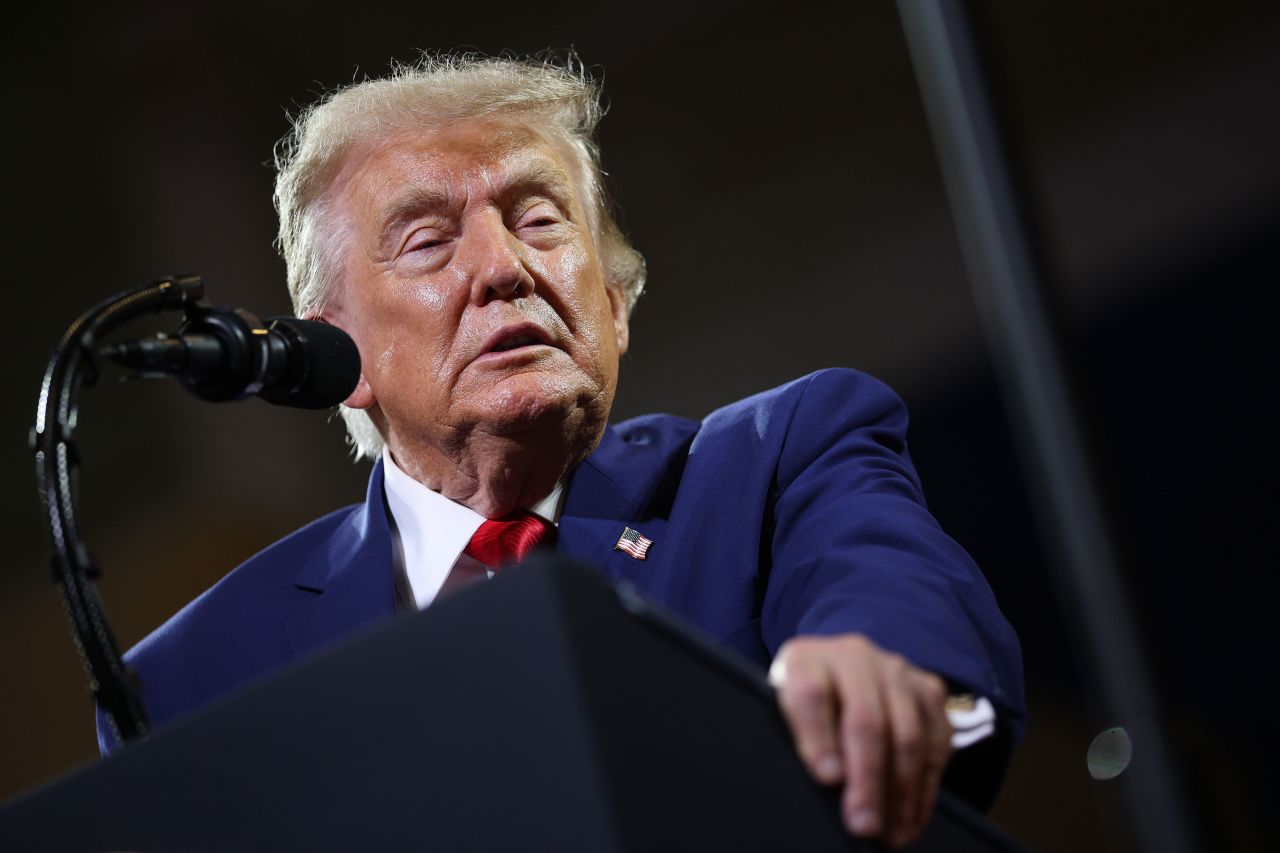 President Donald Trump speaks at Wheeler High School on Wednesday, July 22, in Marietta, Georgia.