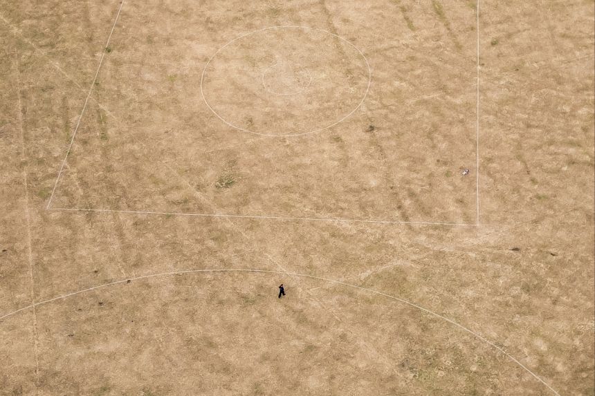 Yellowed grass has replaced the lush green fields England is famed for.