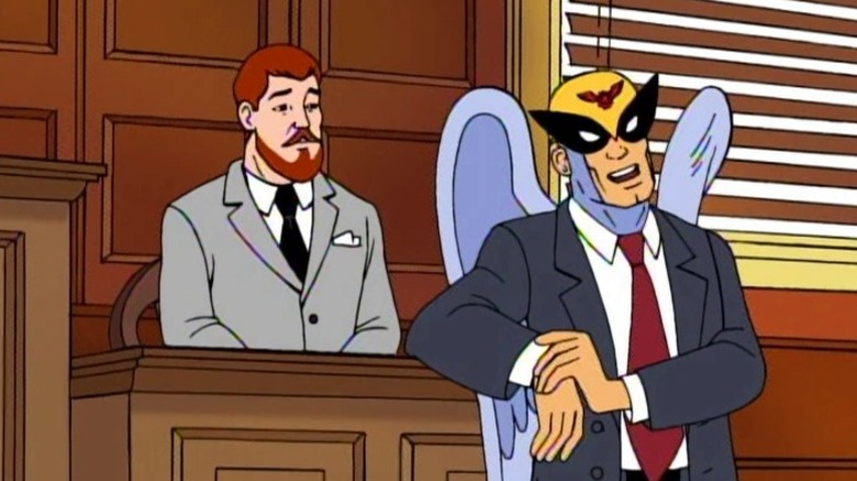 Dr. Quest being questioned by Harvey on Harvey Birdman, Attorney at Law S1E1