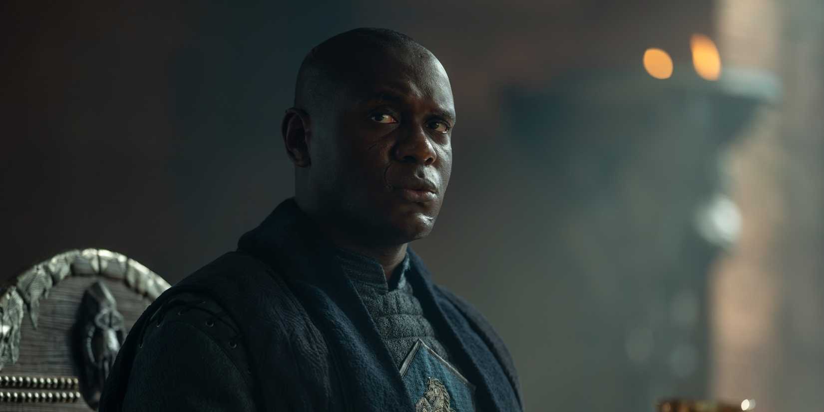Alyn of Hull (Abubakar Salim) sitting at the small council table in House of the Dragon Season 3, Episode 5.