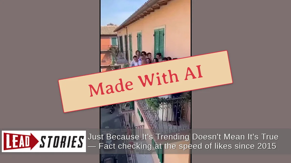 Fact Check: FAKE Video Shows A Wedding Party Fall To The Street When A Balcony Collapses -- It Is AI-Generated