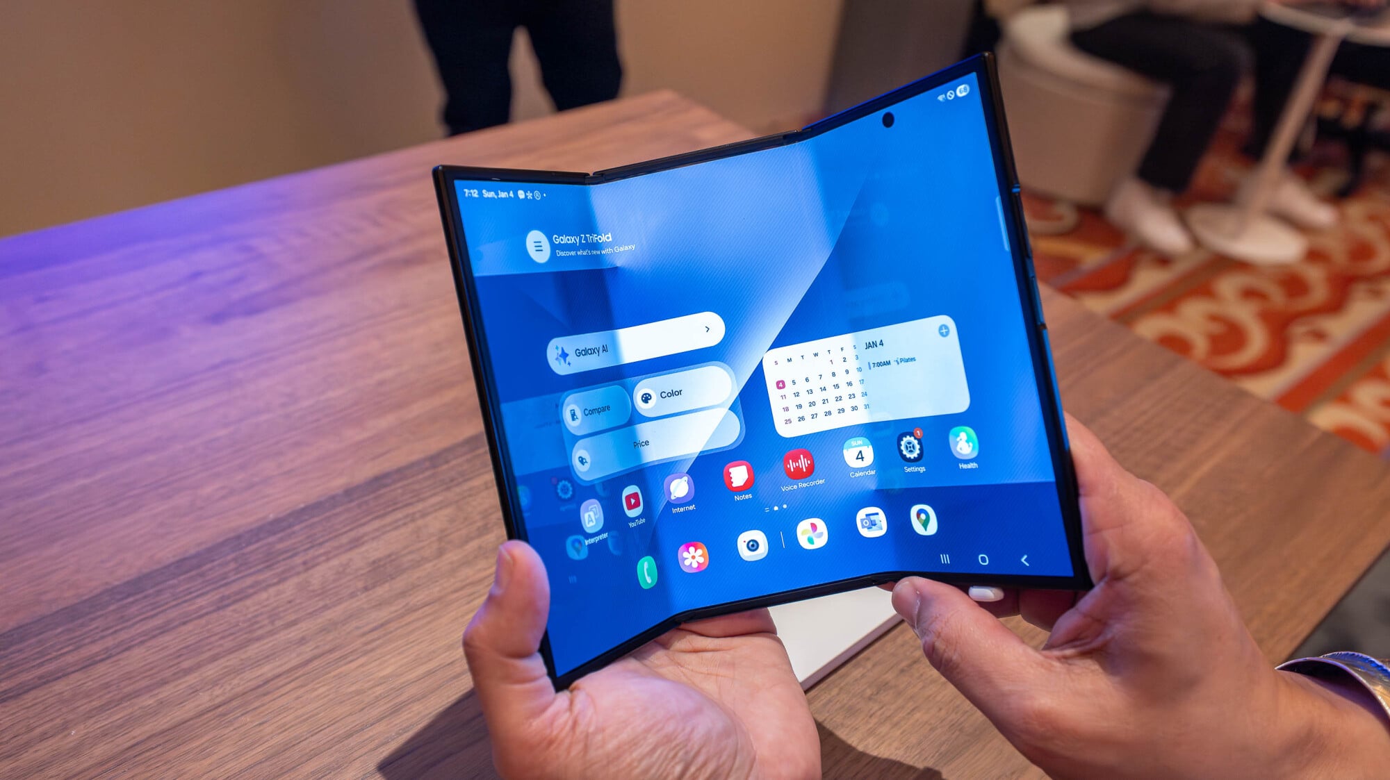 samsung galaxy trifold held in hand at ces 2026