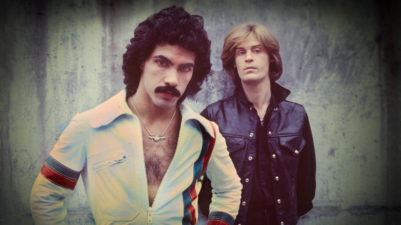Daryl Hall and John Oates poses for group portrait