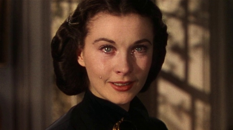 Scarlett looking fierce with a tear rolling down her cheek in Gone With the Wind (1939)