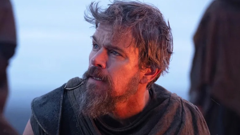 Odysseus looking up at someone in The Odyssey