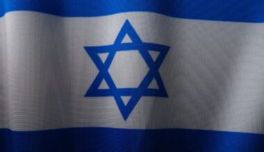 a close up of a flag with a star of david on it