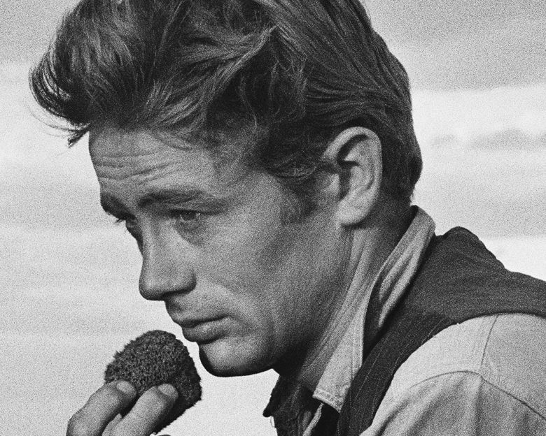 Actor James Dean in July 1955 on the Marfa, Texas set of the movie