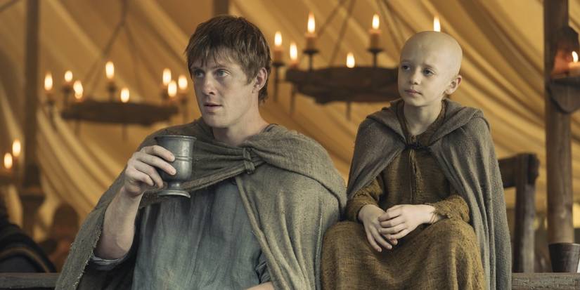 Peter Claffey as Dunk next to Dexter Sol Ansell as Egg looking ahead in A Knight of the Seven Kingdoms