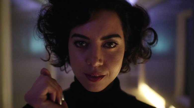 Aubrey Plaza as Lenny staring into the camera in Legion
