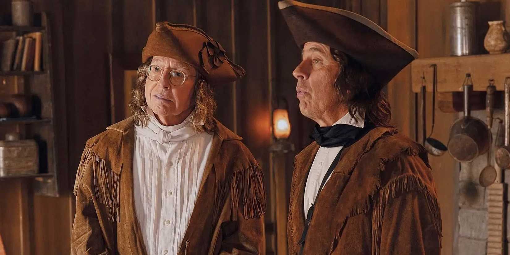 Larry David and Jerry Seinfeld in costume for the 2026 HBO comedy series Life, Larry and the Pursuit of Unhappiness