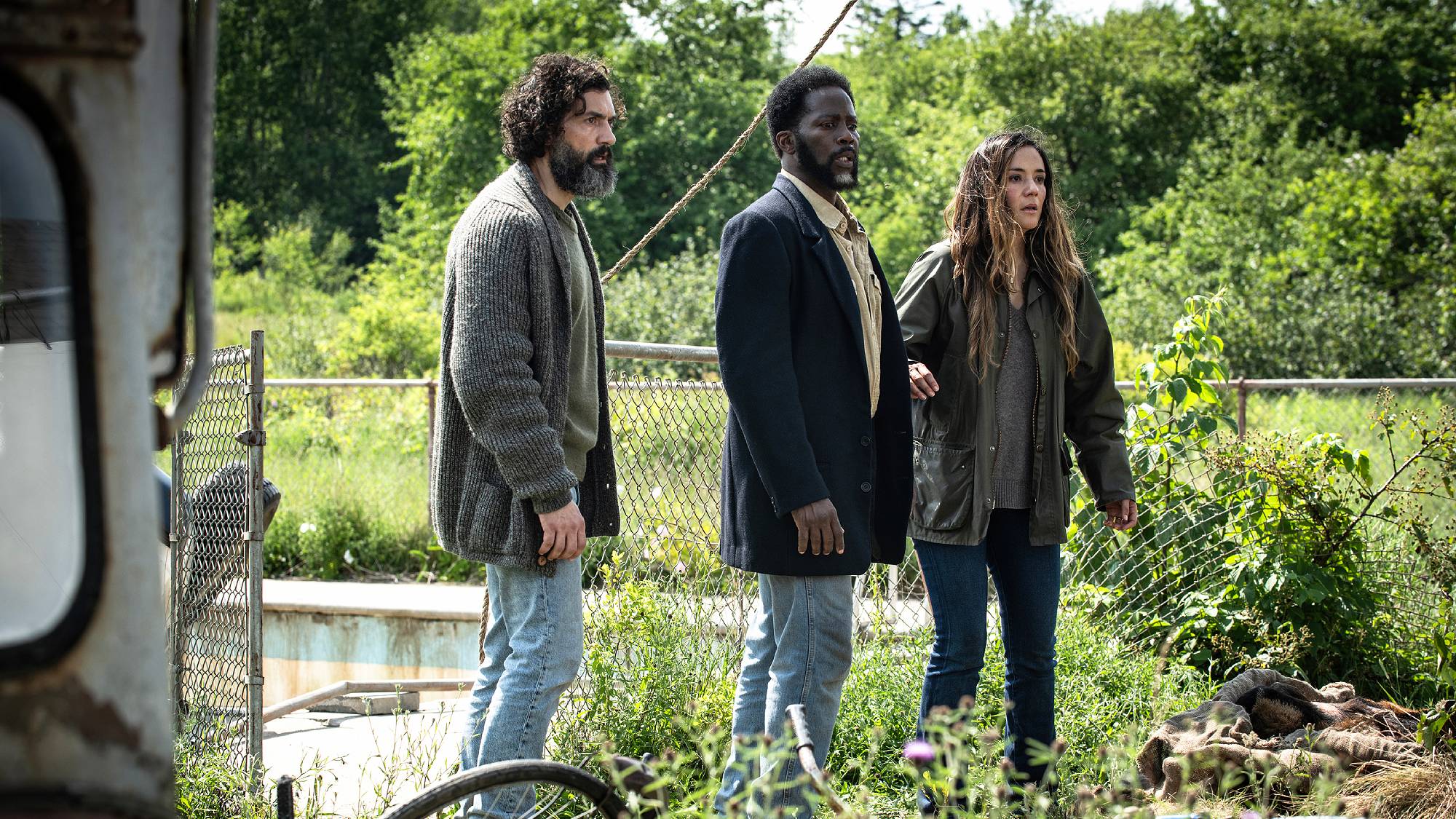 David Alpay as Jade Herrera, Harold Perrineau as Boyd Stevens, and Catalina Sandino Moreno as Tabitha Matthews in "From" season 4