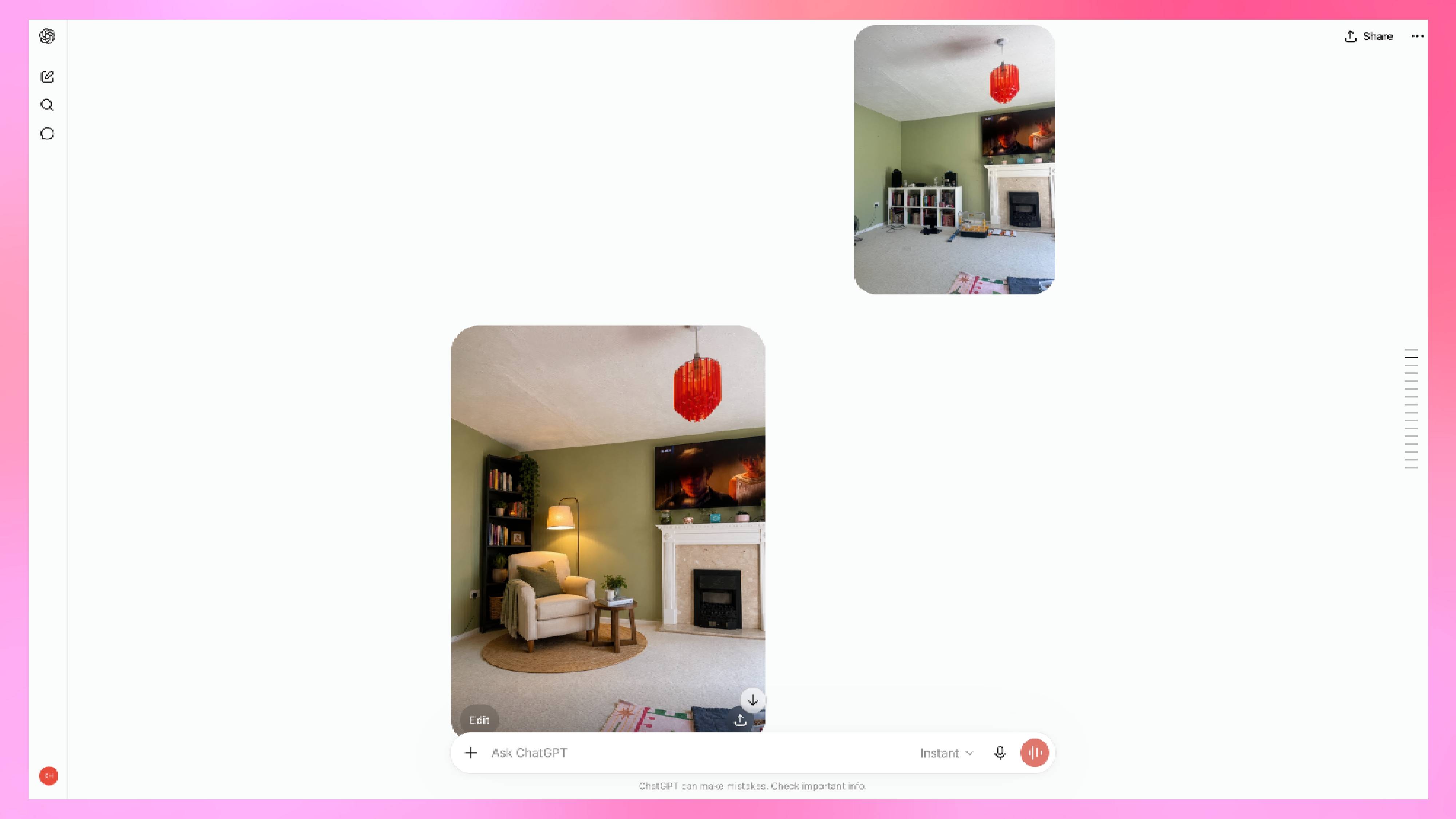 ChatGPT interior design output