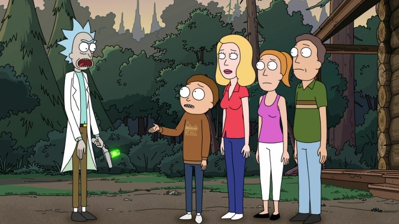 Rick arguing with the Smiths on Rick and Morty S3E10