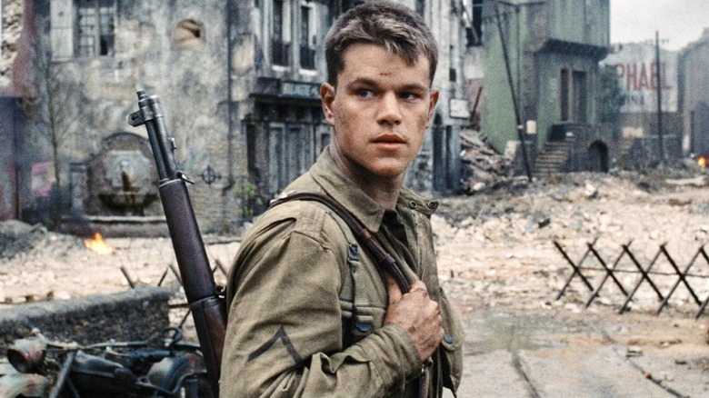 Private Ryan looking over his shoulder in Saving Private Ryan