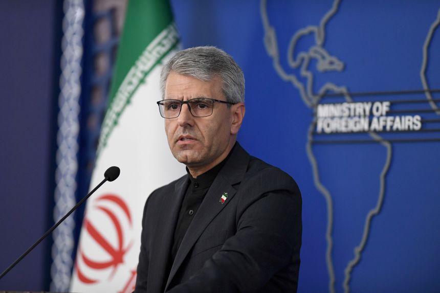 Iranian Foreign Ministry spokesman Esmail Baghaei speaks at a weekly press conference in Tehran, Iran, on June 23.