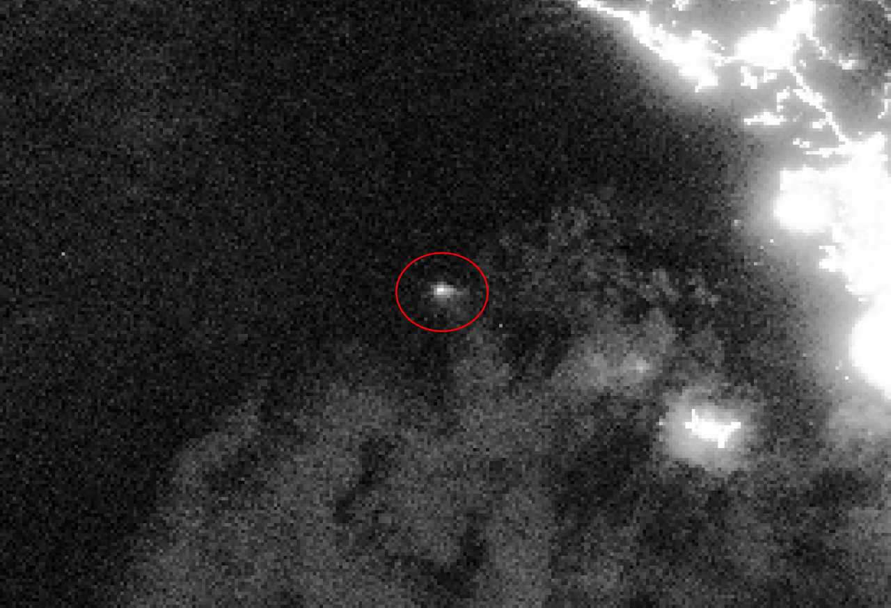 Satellite imagery appears to show Saudi oil tanker, Encelia, on fire after being struck in the Red Sea.